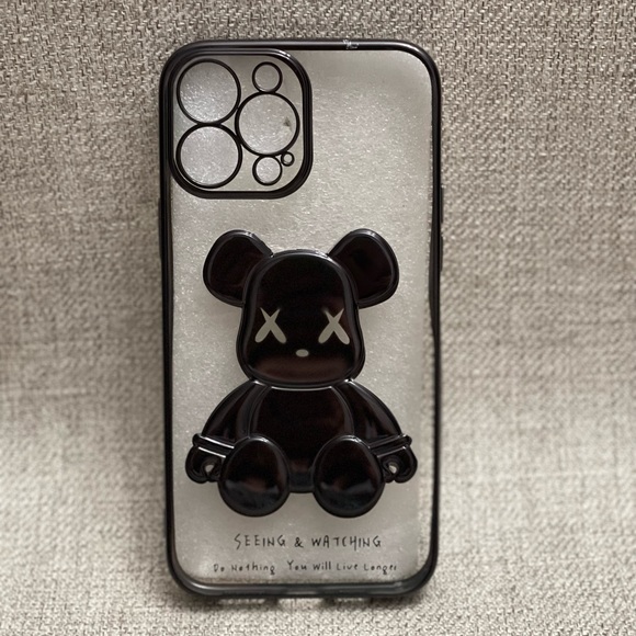 Electroplate Black Violent Bear in Transparent Background iPhone Case - Picture 1 of 5
